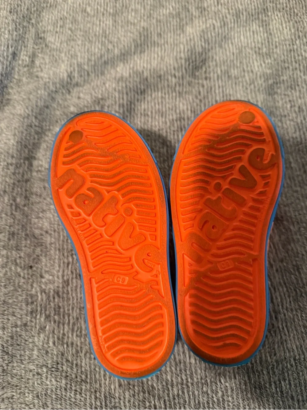Native Kids Orange Slip-Ons with Blue Toe